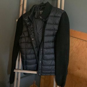 Black jacket with sweater arms